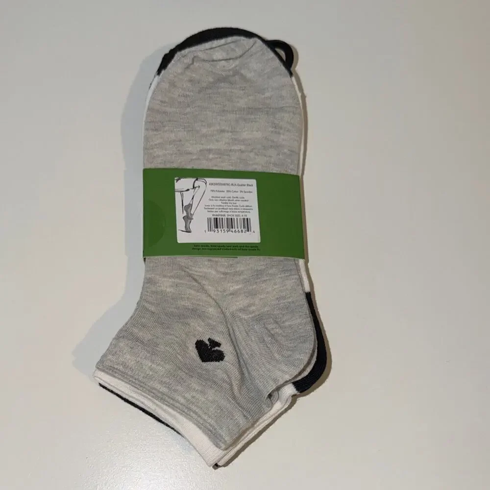 NWT Kate Spade 3 pairs of socks Black and White Bow, white with black and gray